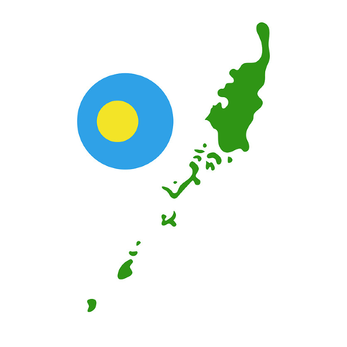 Round Palau flag and Palau map icon. Vector.