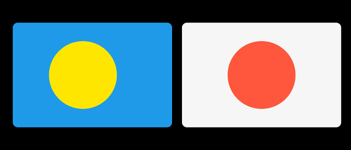 Icons of Palau and Japanese flags. Vector.