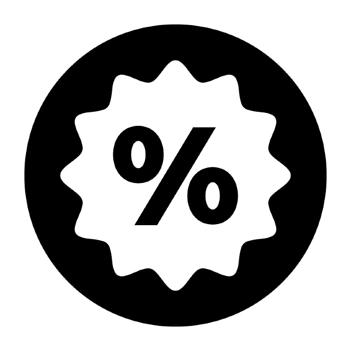 Highlighted percent silhouette icon. Icon of discount. Vector.