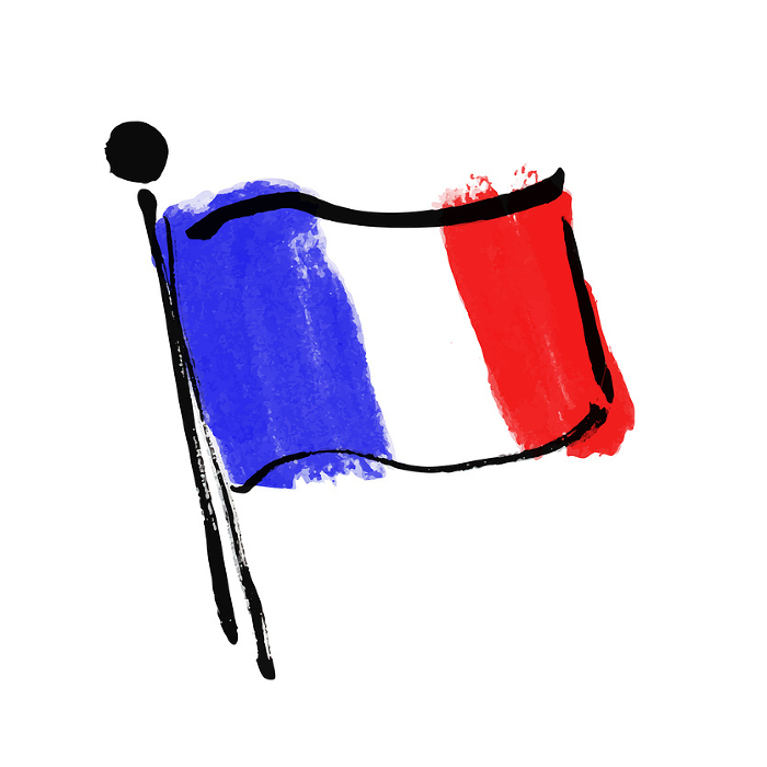 Hand-drawn illustration of the French flag
