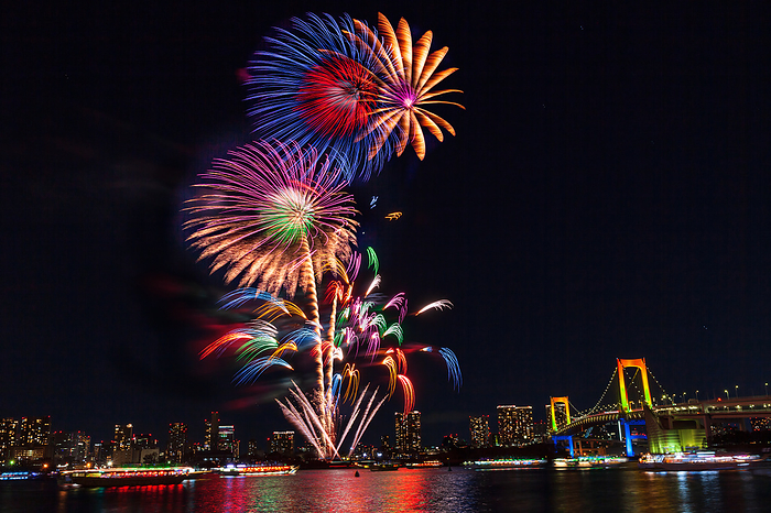 Odaiba Rainbow Fireworks Tokyo Night View