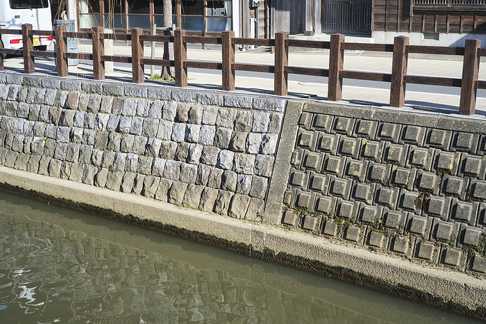 Photographed in 2024 Sawara Ono River Revetment using stone February 2024 Katori City, Chiba Prefecture