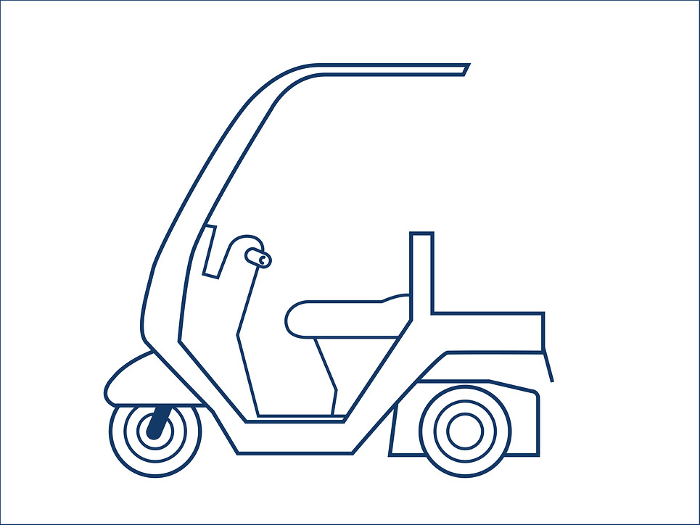 Simple deformed cute covered scooter icon, illustration, pictogram