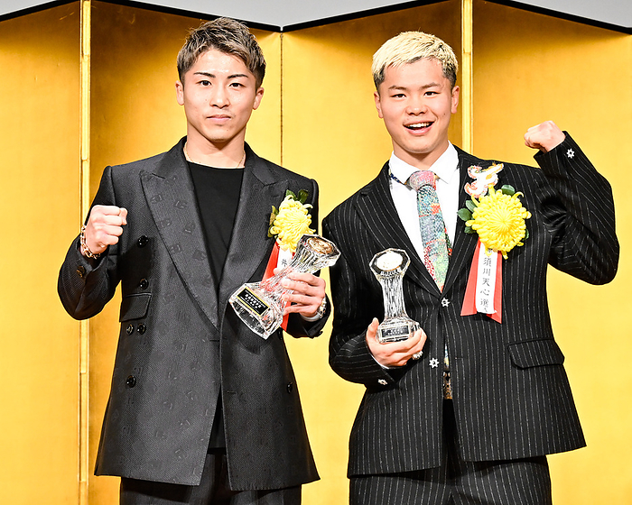 Japan s Boxer of the Year Award 2023  L R  Naoya Inoue, Tenshin Nasukawa Japan s Boxer of the Year Award 2023 at Tokyo Dome Hotel in Tokyo, Japan on February 19, 2024. Hiroaki Finito Yamaguchi AFLO 