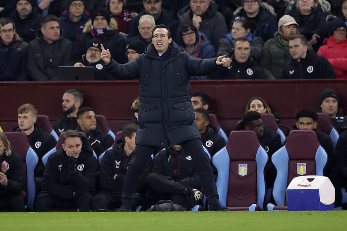 Aston Villa v Newcastle United   Premier League Unai Emery, Manager of Aston Villa points and reacts during the Premier League match between Aston Villa and Newcastle United at Villa Park on January 30, 2024 in Birmingham, England.   WARNING  This Photograph May Only Be Used For Newspaper And Or Magazine Editorial Purposes. May Not Be Used For Publications Involving 1 player, 1 Club Or 1 Competition Without Written Authorisation From Football DataCo Ltd. For Any Queries, Please Contact Football DataCo Ltd on  44  0  207 864 9121