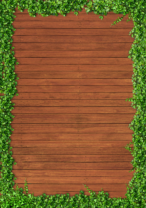 Title Background / Illustration of ivy frame background (wooden deck)