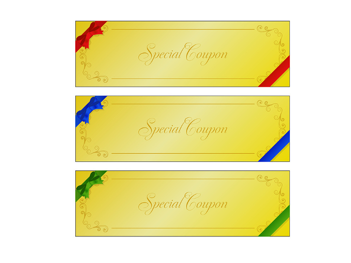 Illustration set of coupons and money coupons (ribbon pattern)