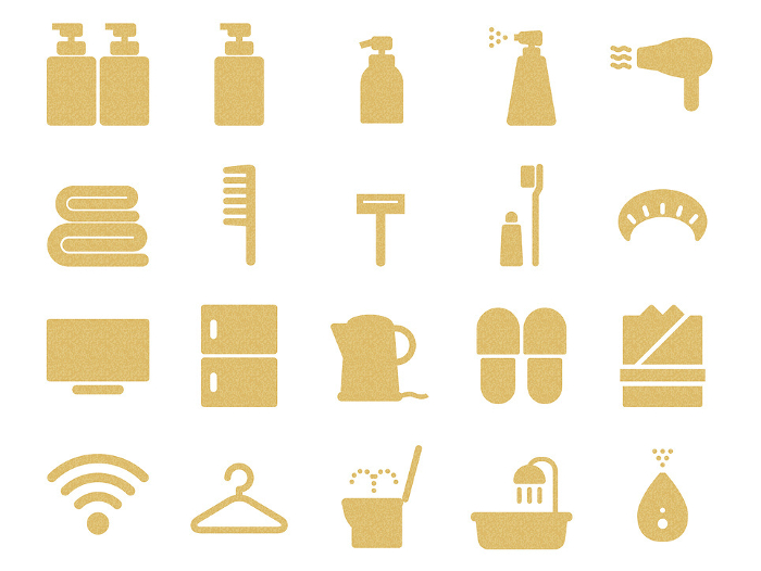Set of hotel amenity icons_cork pattern