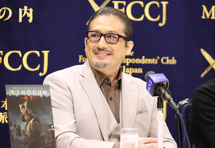 Japanese actor attends a press conference for samurai drama  Shogun  February 20, 2024, Tokyo, Japan   Japanese actor Hiroyuki Sanada speaks for his latest online historical drama  Shogun  at the Foreign Correspondents  Club of Japan in Tokyo on Tuesday, February 20, 2024. Shogun, a 10 part samurai drama will be streaming service by Disney plus on February 27.     photo by Yoshio Tsunoda AFLO 