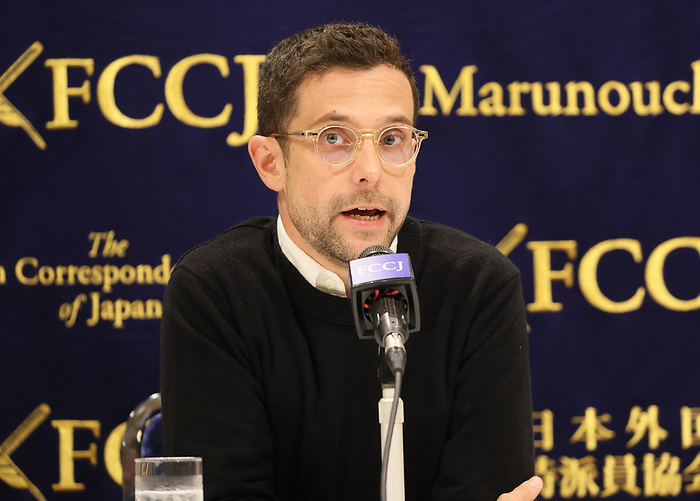 Japanese actor attends a press conference for samurai drama  Shogun  February 20, 2024, Tokyo, Japan   American producer Justin Marks speaks for his latest online historical drama  Shogun  at the Foreign Correspondents  Club of Japan in Tokyo on Tuesday, February 20, 2024. Shogun, a 10 part samurai drama will be streaming service by Disney plus on February 27.     photo by Yoshio Tsunoda AFLO 