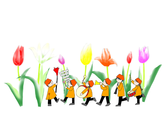 Clip art of tulip and music band