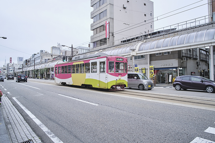 Toyama 2023 A general view of a tram Takaoka Kido Line in Takaoka, Toyama Prefecture, Japan, October 3, 2023.  Photo by AFLO 