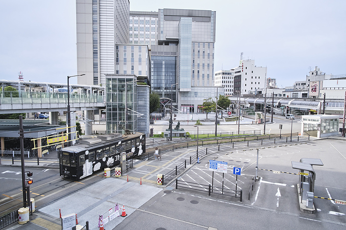 Toyama 2023 A general view of a tram Takaoka Kido Line in Takaoka, Toyama Prefecture, Japan, October 3, 2023.  Photo by AFLO 
