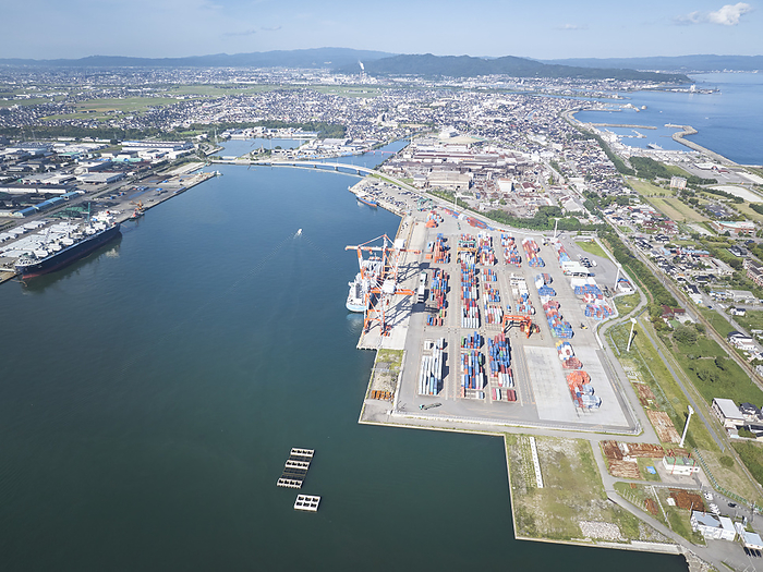 Toyama 2023 An aerial view of Toyama New Port in Imizu, Toyama Prefecture, Japan, October 3, 2023.  Photo by AFLO 