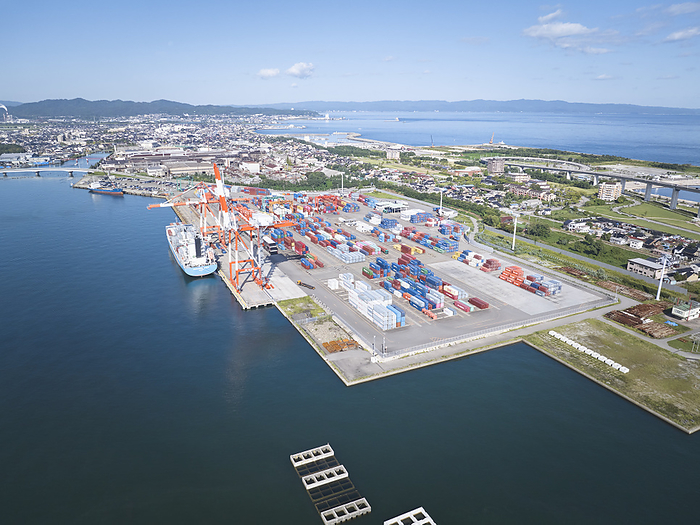 Toyama 2023 An aerial view of Toyama New Port in Imizu, Toyama Prefecture, Japan, October 3, 2023.  Photo by AFLO 