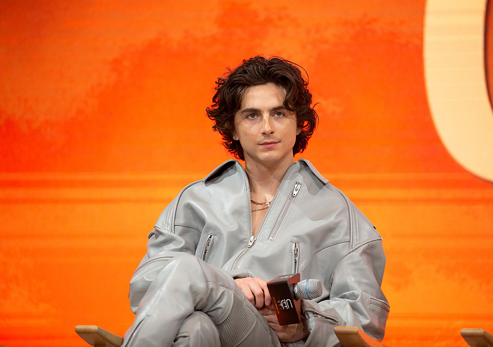 Press conference for movie  Dune: Part Two  in Seoul Timothee Chalamet, Feb 21, 2024 : American actor Timothee Chalamet attends a press conference for the epic science fiction movie  Dune: Part Two  in Seoul, South Korea.  Photo by Lee Jae Won AFLO 