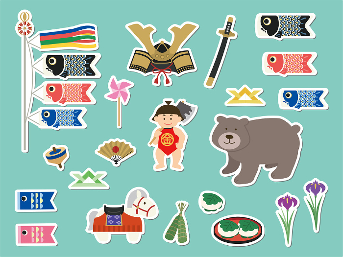Children's Day sticker-style illustration set