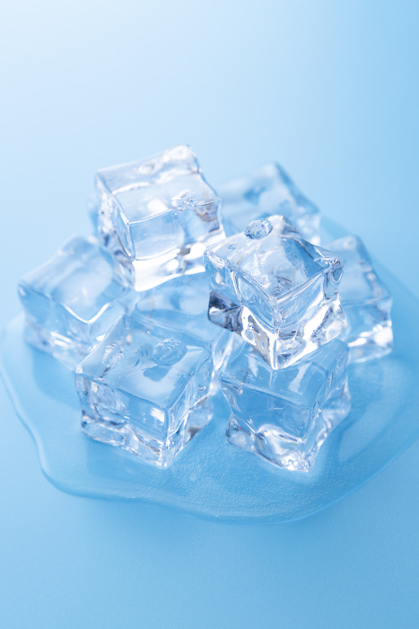ice cube on blue background