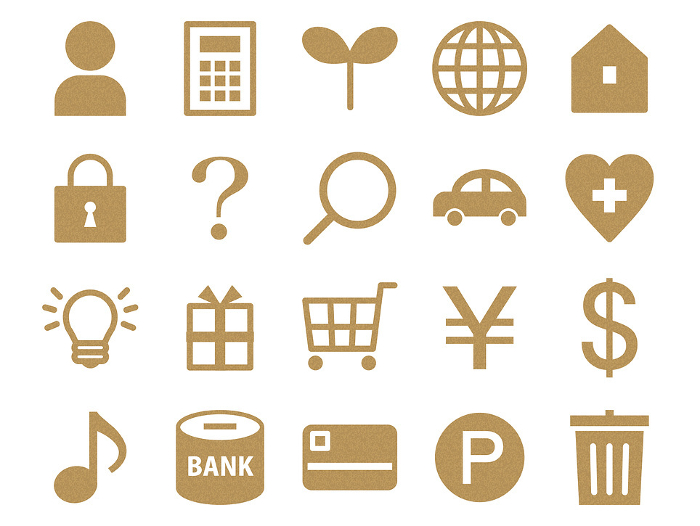 Set of frequently used icons_cork pattern