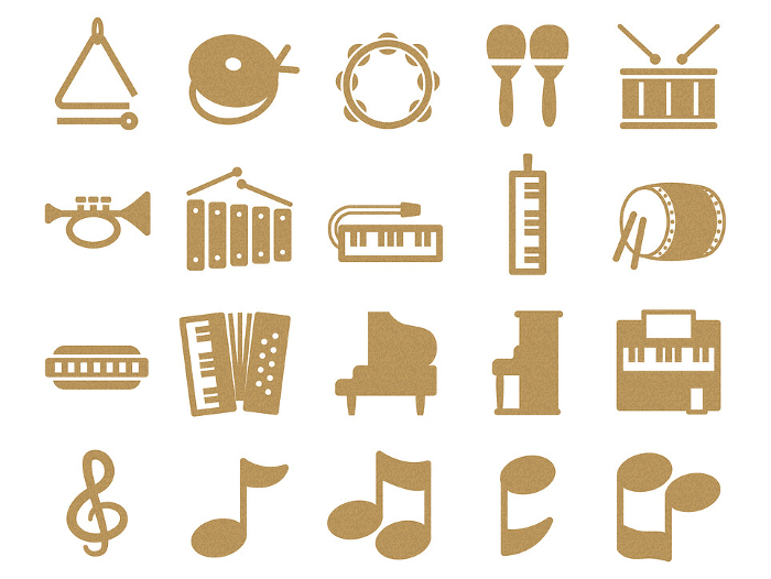 Set of musical instrument icons for children_cork pattern