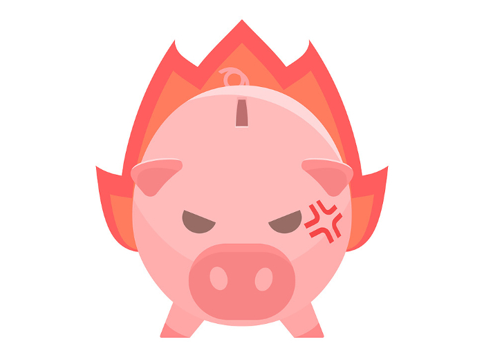 Clip art of piggy bank of angry pig