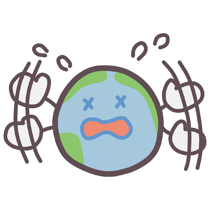 Illustration of a cute deformed character of the earth, flapping his hands in impatience.