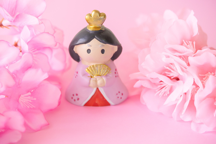 Cute Hina dolls and cherry blossoms Hinamatsuri image