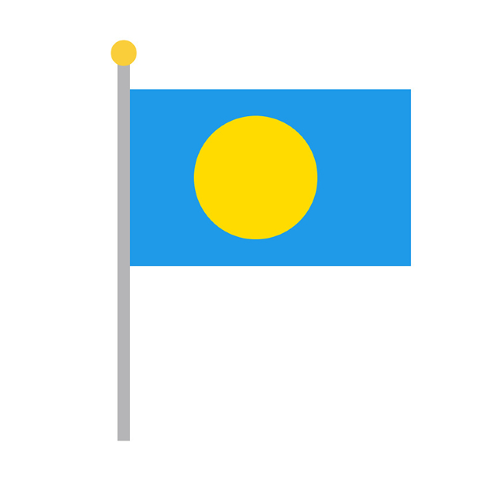 Palau Flag with Pole