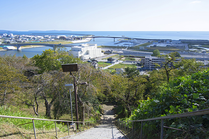 Kadonowaki area seen from Hiyoriyama, Ishinomaki Looking toward the mouth of the old Kitakamigawa River and Kadonowaki from Hiyoriyama