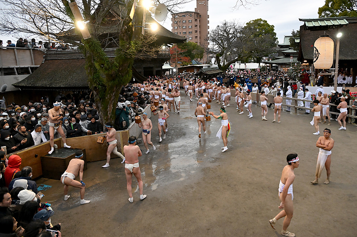 20240222 Fumiya Hadaka Festival  Tsuina Ceremony Kuninomiya Hadaka Matsuri is a traditional ritual that has been handed down for over 1200 years at Kuninomiya Shrine in Inazawa City, Aichi Prefecture. Its official name is  Naoi Shinji  Ceremony of Tsuina Ooi . This festival is held on the 13th day of the first lunar month. The Shinto priest runs out onto the approach to the shrine, and is rubbed and touched by the naked crowd, taking all the people s bad luck with him, and when he is taken back to the Tsuinao den, the ceremony is over.  