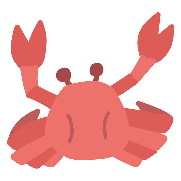 Simple deformed hand-drawn illustration of a crab.