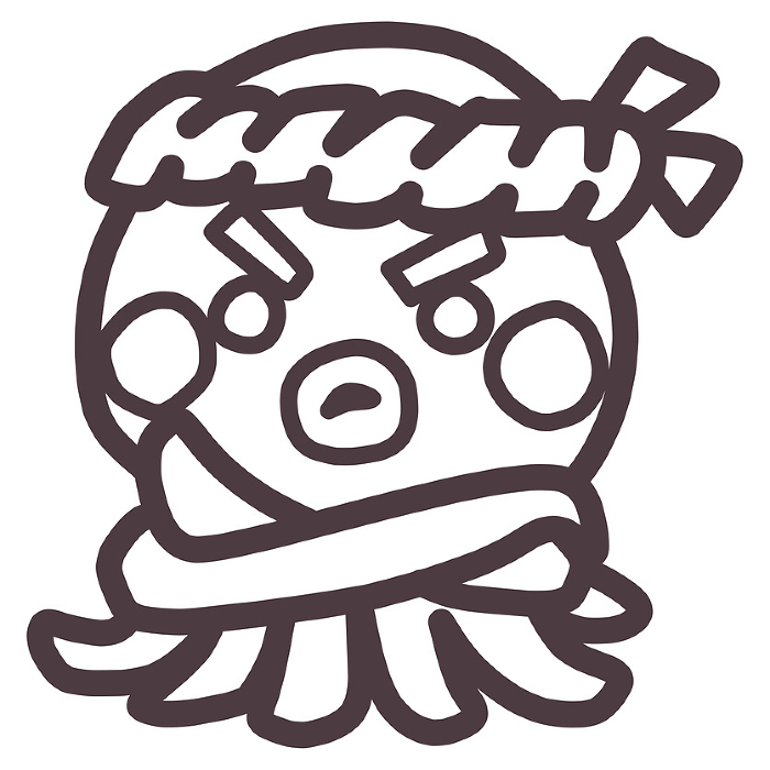 Illustration of an octopus character from a takoyaki restaurant that looks like a stubborn old man.