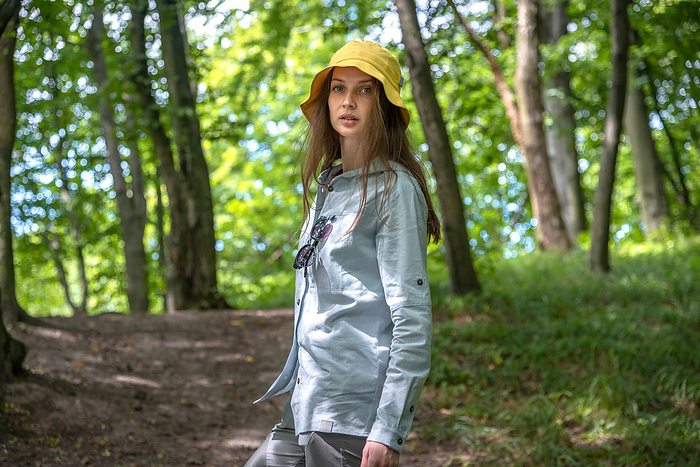 Portrait Young Woman Walking in the Deep Green Forest., Novyi Rozdil, Lviv Oblast, Ukraine, by Cavan Images / Artur Abramiv