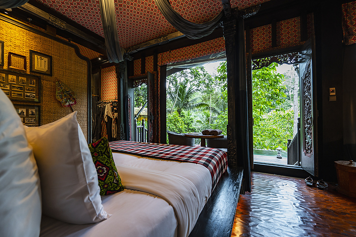 interior of a luxury villa at rainforest resort in Bali, Ubud, Bali, Indonesia, by Cavan Images / Henn Photography