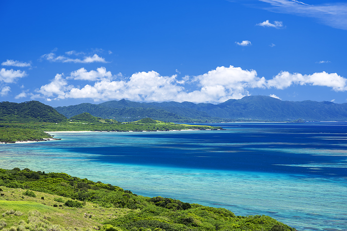 Coral reef sea viewed from Hirakubozaki, Okinawa