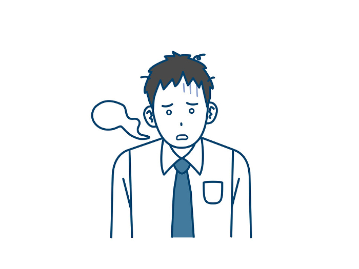 Illustration of a young male office worker in a state of shock and abandonment