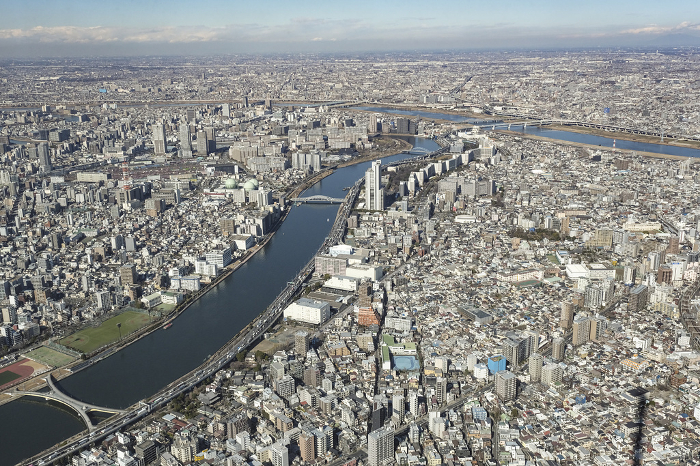 Sumida River and Arakawa River viewed from the observatory