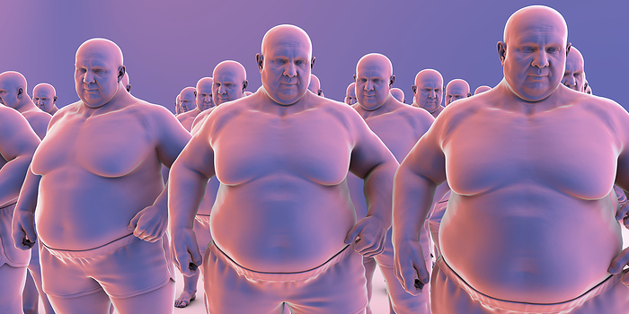 Clones of overweight people, illustration Illustration of clones of overweight people., by KATERYNA KON SCIENCE PHOTO LIBRARY