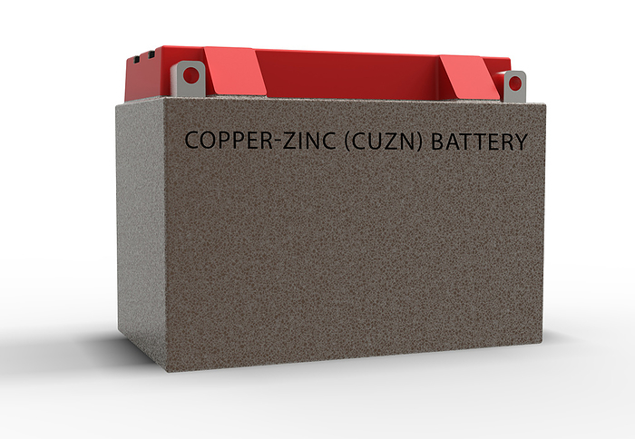 Copper zinc battery Copper zinc  Cu Zn  battery. A Cu Zn battery is a type of primary battery that uses copper and zinc as electrodes. It is commonly used in low drain applications like remote controls and clocks, offering a low cost and long shelf life., by Wladimir Bulgar SCIENCE PHOTO LIBRARY