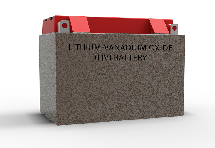 Lithium vanadium oxide battery Lithium vanadium oxide  LVO  battery. LVO batteries are used in energy storage systems for renewable energy sources. They have a high energy density and can charge and discharge quickly., by Wladimir Bulgar SCIENCE PHOTO LIBRARY