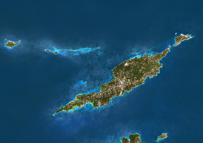 Anguilla, satellite image Colour satellite image of Anguilla, a British Overseas Territory in the Eastern Caribbean., by PLANETOBSERVER SCIENCE PHOTO LIBRARY