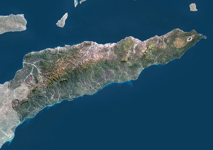 East Timor, satellite image Colour satellite image of East Timor., by PLANETOBSERVER SCIENCE PHOTO LIBRARY