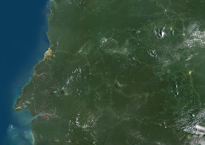 Equatorial Guinea, satellite image Colour satellite image of Equatorial Guinea and neighbouring countries., by PLANETOBSERVER SCIENCE PHOTO LIBRARY