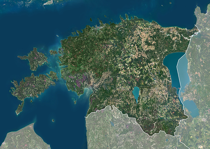 Estonia, satellite image Colour satellite image of Estonia, with borders., by PLANETOBSERVER SCIENCE PHOTO LIBRARY