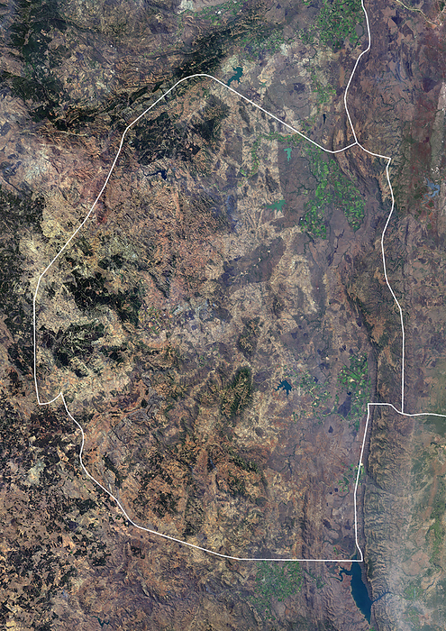 Eswatini, satellite image Colour satellite image of Eswatini and neighbouring countries, with borders., by PLANETOBSERVER SCIENCE PHOTO LIBRARY