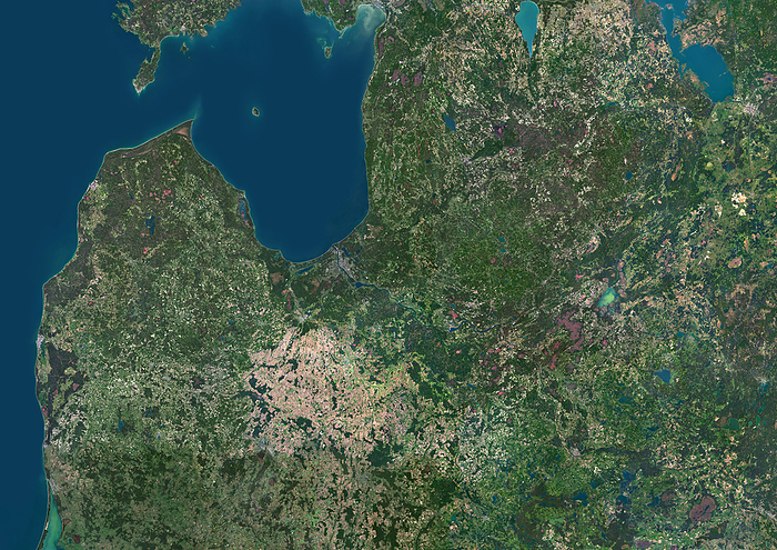 Latvia, satellite image Colour satellite image of Latvia and neighbouring countries., by PLANETOBSERVER SCIENCE PHOTO LIBRARY