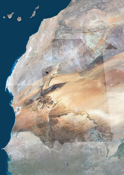 Mauritania, satellite image Colour satellite image of Mauritania., by PLANETOBSERVER SCIENCE PHOTO LIBRARY