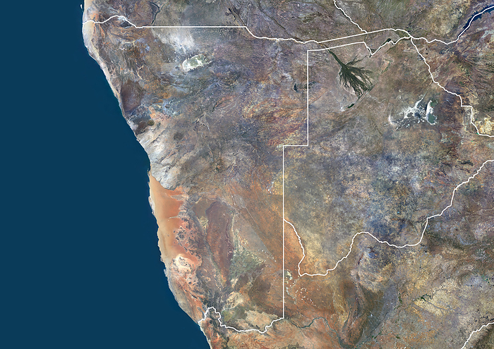Namibia, satellite image Colour satellite image of Namibia and neighbouring countries., by PLANETOBSERVER SCIENCE PHOTO LIBRARY