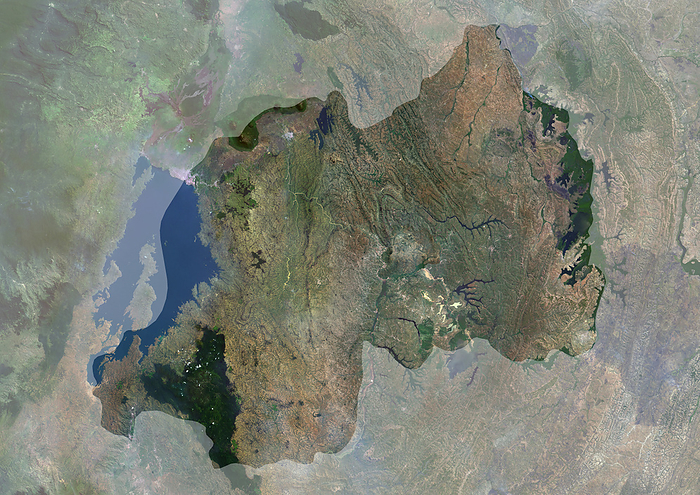 Rwanda, satellite image Colour satellite image of Rwanda., by PLANETOBSERVER SCIENCE PHOTO LIBRARY