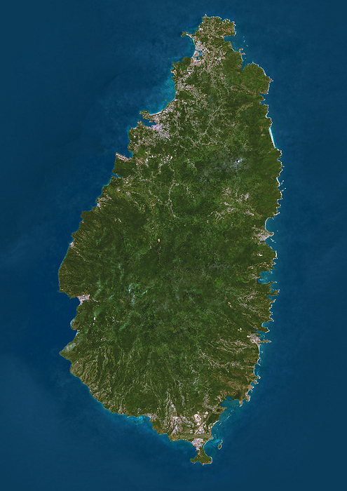 Saint Lucia, satellite image Colour satellite image of Saint Lucia., by PLANETOBSERVER SCIENCE PHOTO LIBRARY